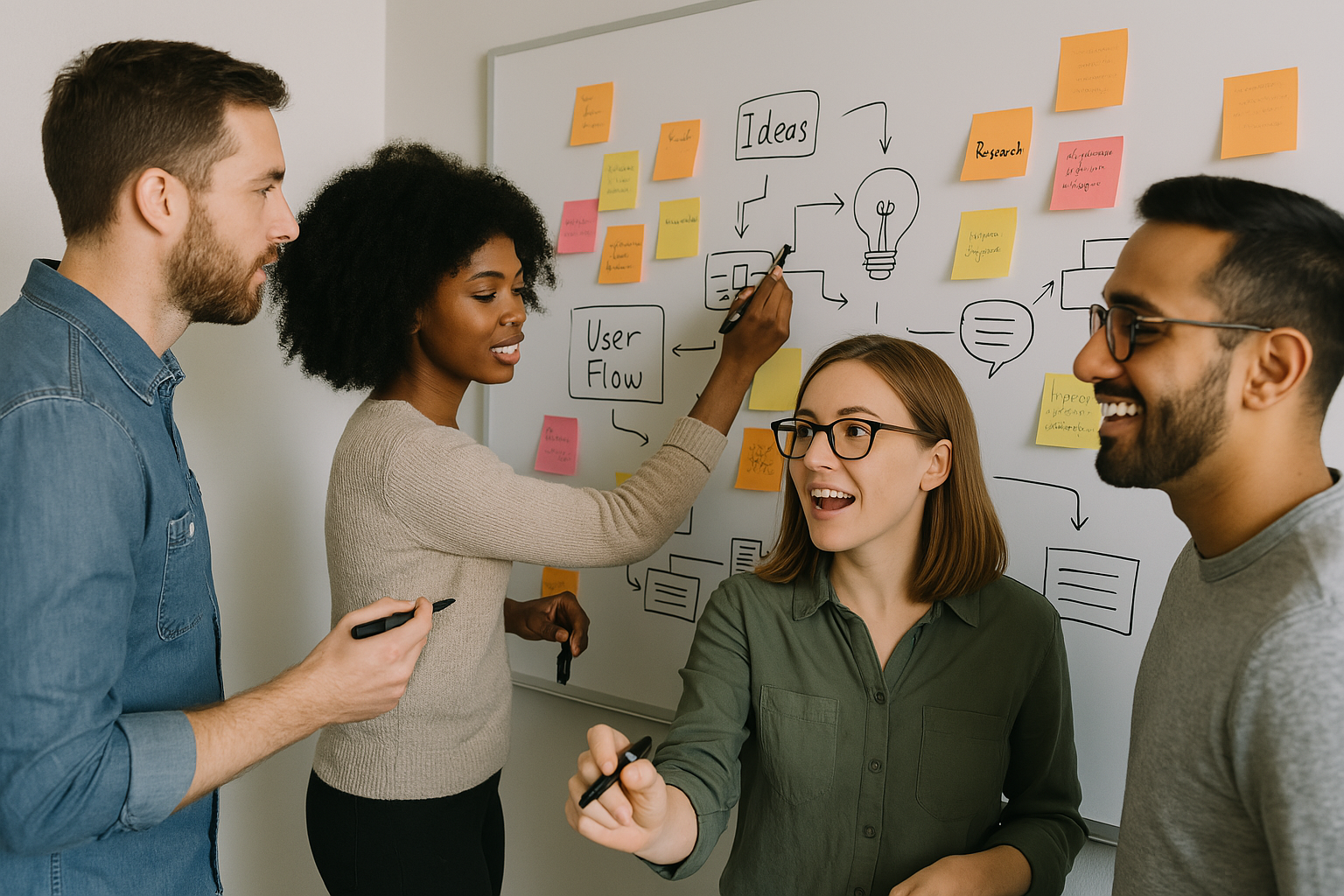 Brainstorming with sticky notes